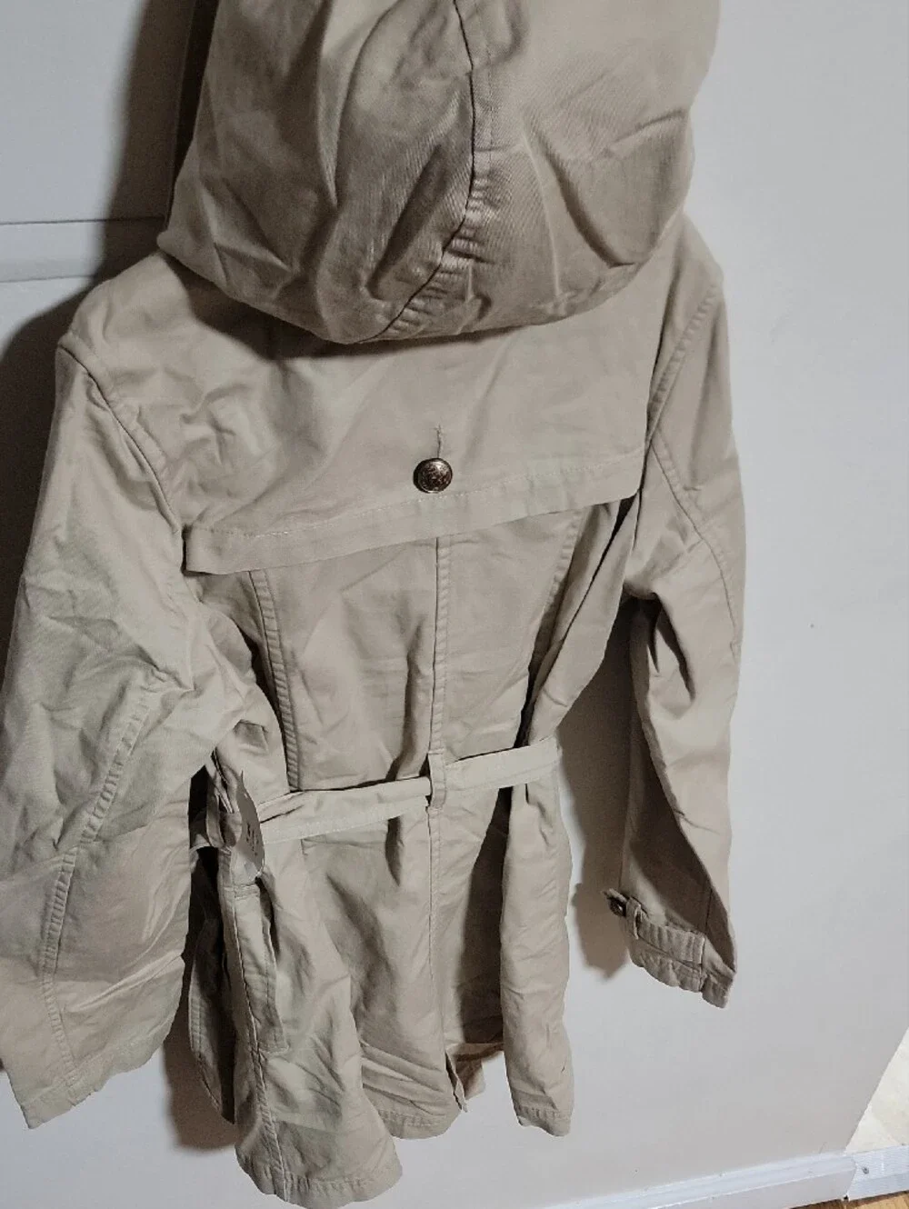 GAP Girls Size L Beige Double-Breasted Trench Coat with Floral Lining
